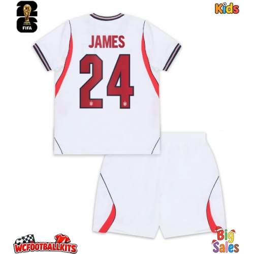 England Reece James #24 Replica Home Stadium Kit for Kids World Cup 2026 Short Sleeve (+ pants)